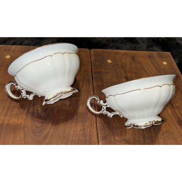 Hutschenreuther Revere Set‎ Of 2 Cups Sylvia White Platinum Trim - Picture 1 of 4